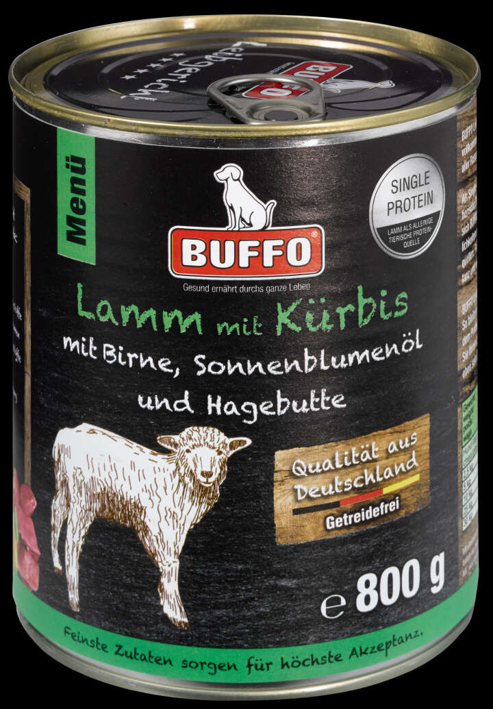 BUFFO Hunde-Nassfutter Leibgericht Lamm mit Kürbis